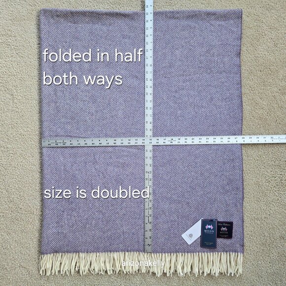 NWT Moon Merino Wool Herringbone Throw Blanket Purple Clover - Picture 4 of 15